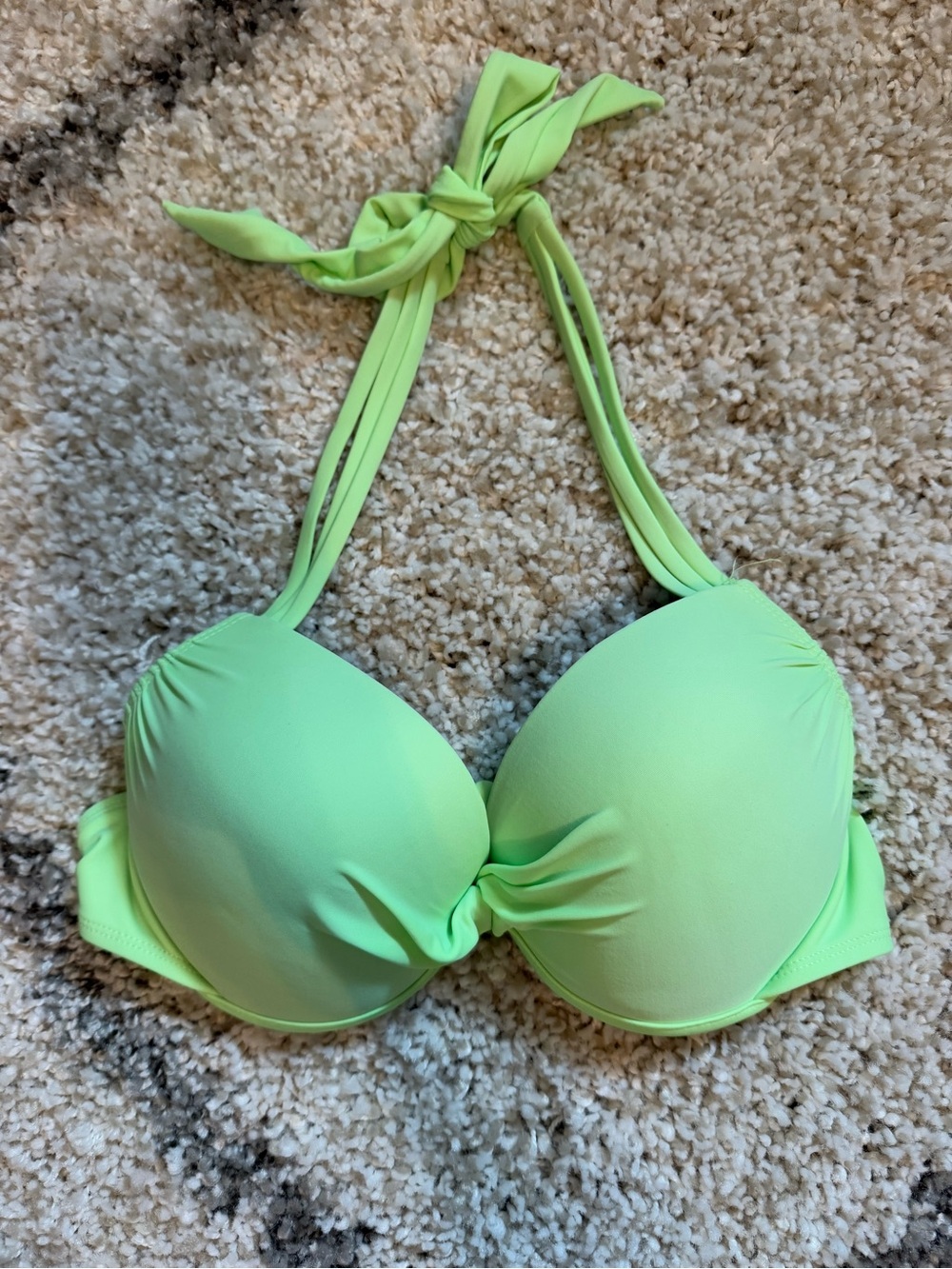Salt + Cove Neon Lime Halter Push-Up Bikini Top- XL